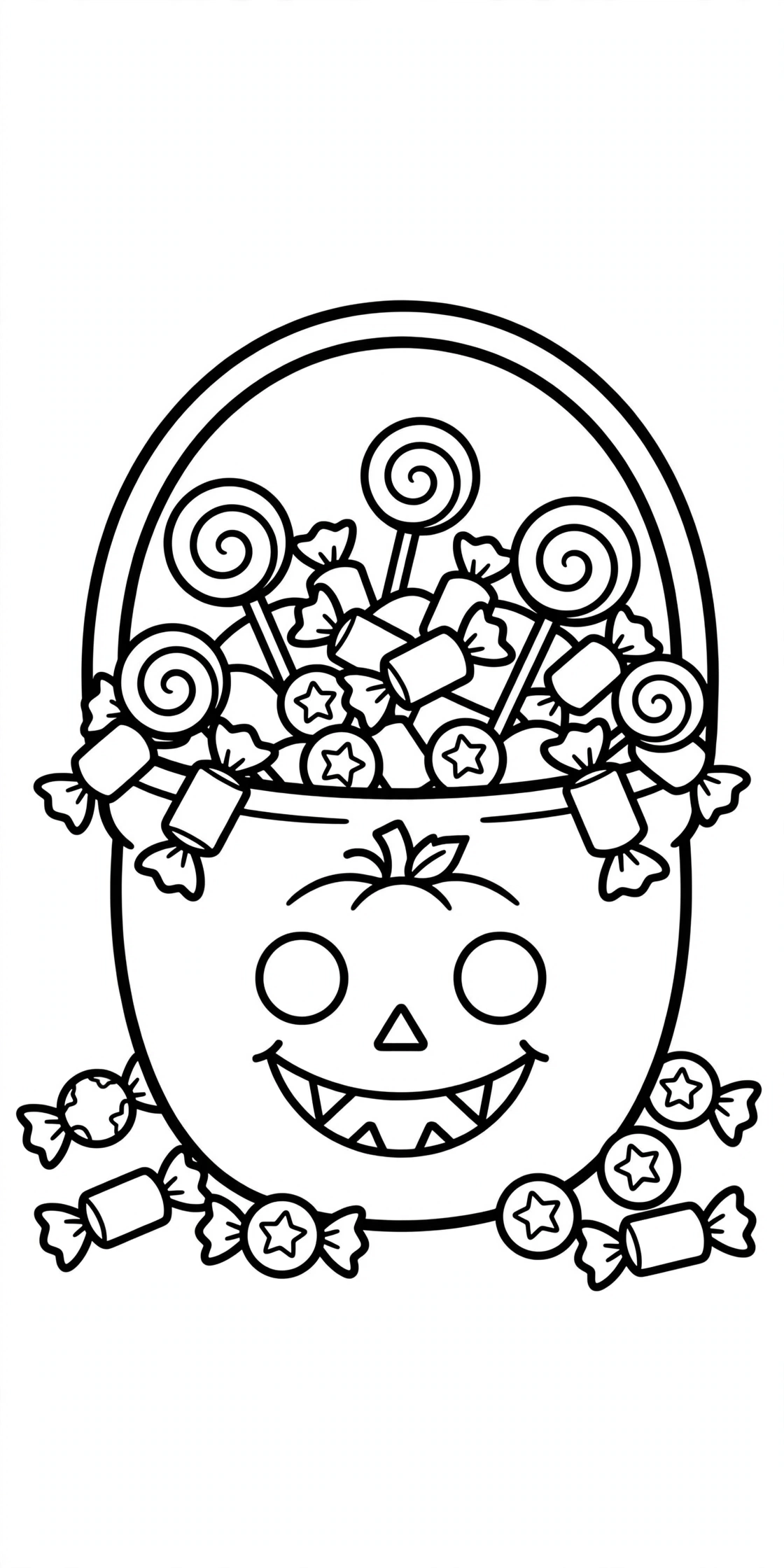 Treat bucket coloring page